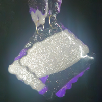 Purple & White Druzy Crystal Two-Piece Resin Dangle Earrings