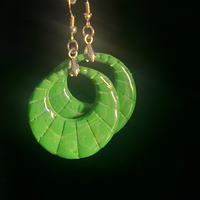 Green Open Crescent Moon Resin Hoop Earrings