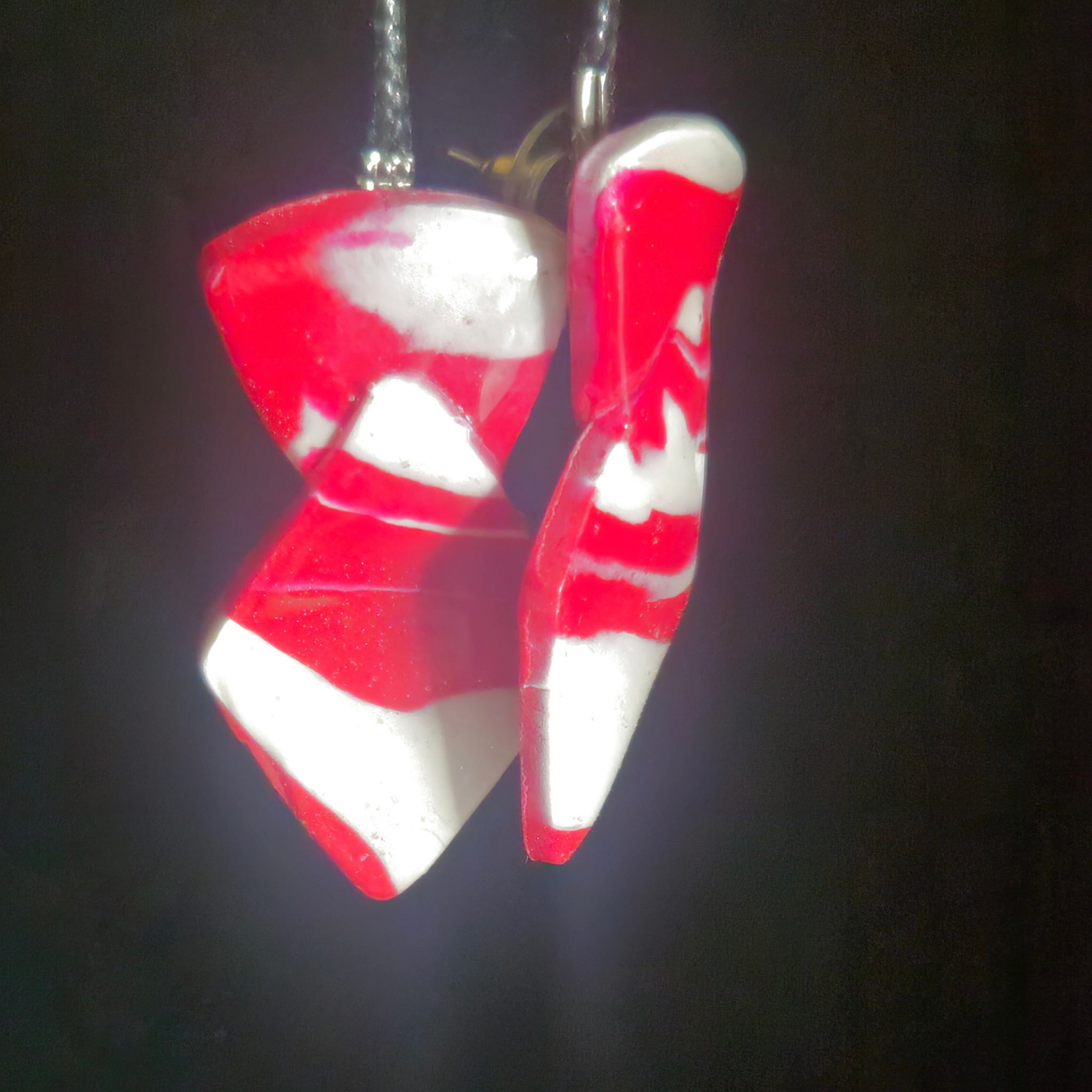 Neon Pink & White Swirl Hourglass Resin Earrings