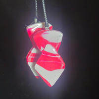 Neon Pink & White Swirl Hourglass Resin Earrings