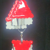 Red & White Scalloped Mushroom Cap Resin Earring & Necklace Set