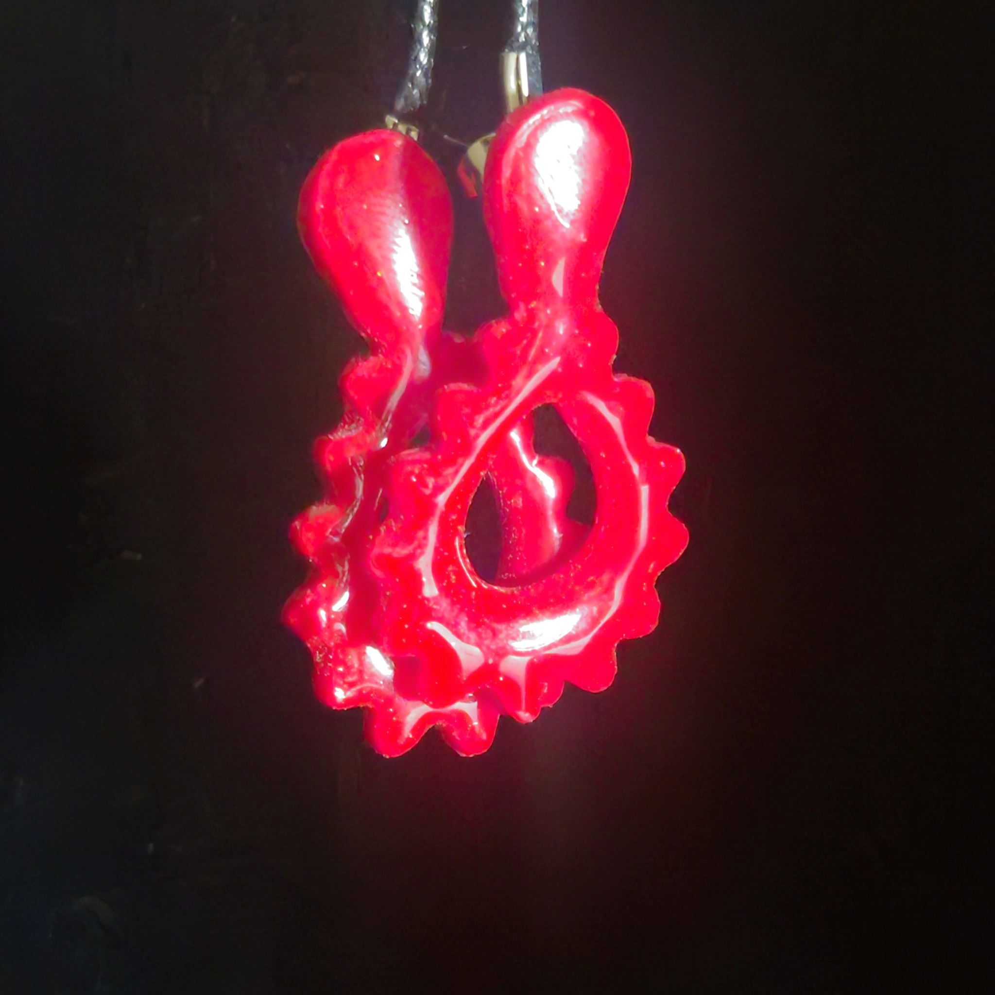 Cherry Red Open Gear Cog Resin Earrings