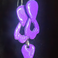 Solid Purple Glossy Teardrop Stud with Open Twisted Loop Resin Earring & Necklace Set