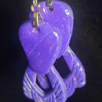 Purple Intricately Carved Feather Wing Resin Earrings