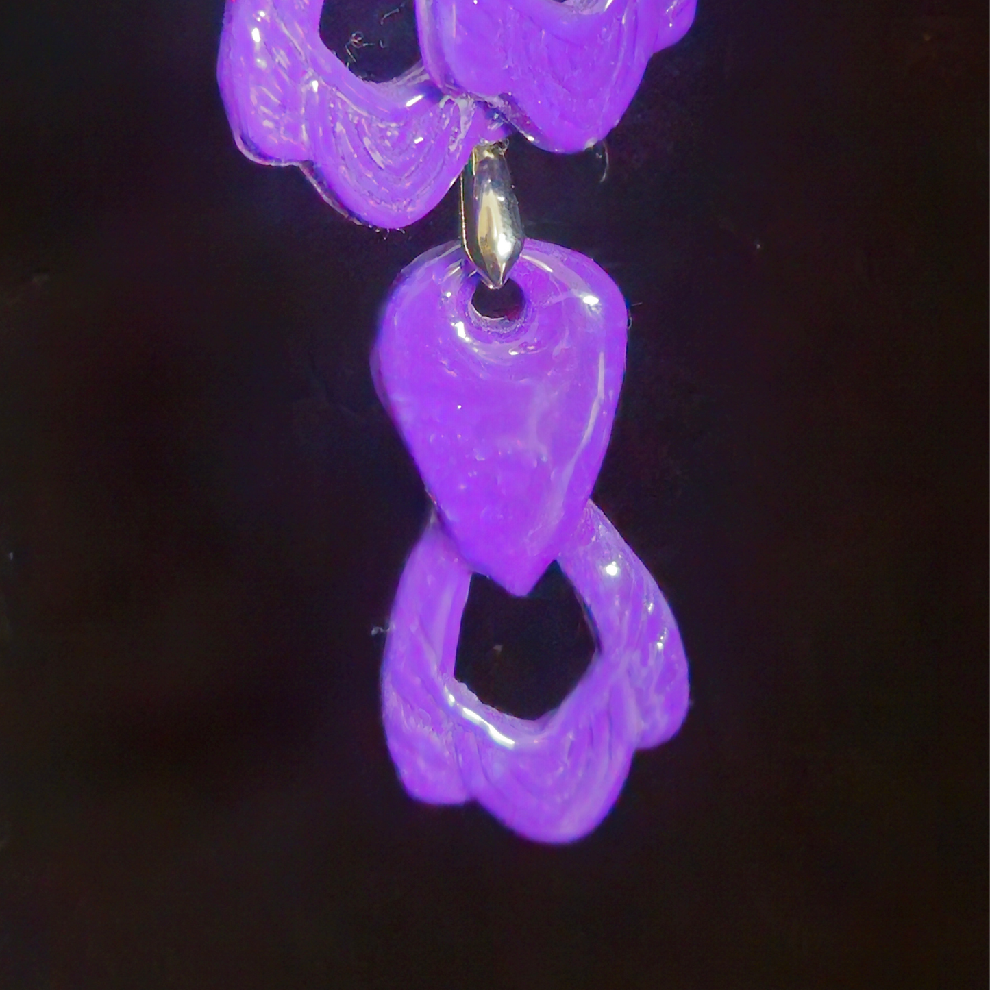 Solid Purple Glossy Teardrop Stud with Open Twisted Loop Resin Earring & Necklace Set