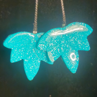 Teal Chunky Glitter Leaf Resin Earrings