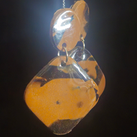 Amber & Black Tiger Stripe Oval Stud & Square Resin Earrings