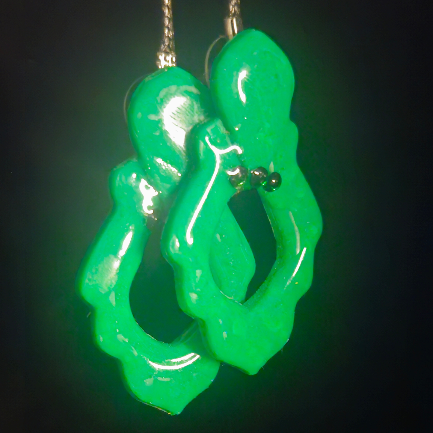 Neon Green Octopus Resin Dangle Earrings