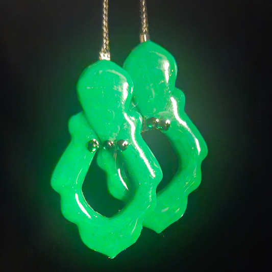 Neon Green Octopus Resin Dangle Earrings