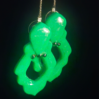 Neon Green Octopus Resin Dangle Earrings