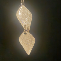White Iridescent Glitter Two-Piece Geometric Resin Dangle Earrings