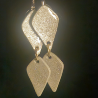 White Iridescent Glitter Two-Piece Geometric Resin Dangle Earrings