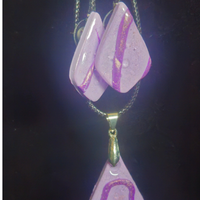 Blush Pink & Purple Stripe Diamond Resin Earring & Necklace Set