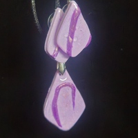Blush Pink & Purple Stripe Diamond Resin Earring & Necklace Set