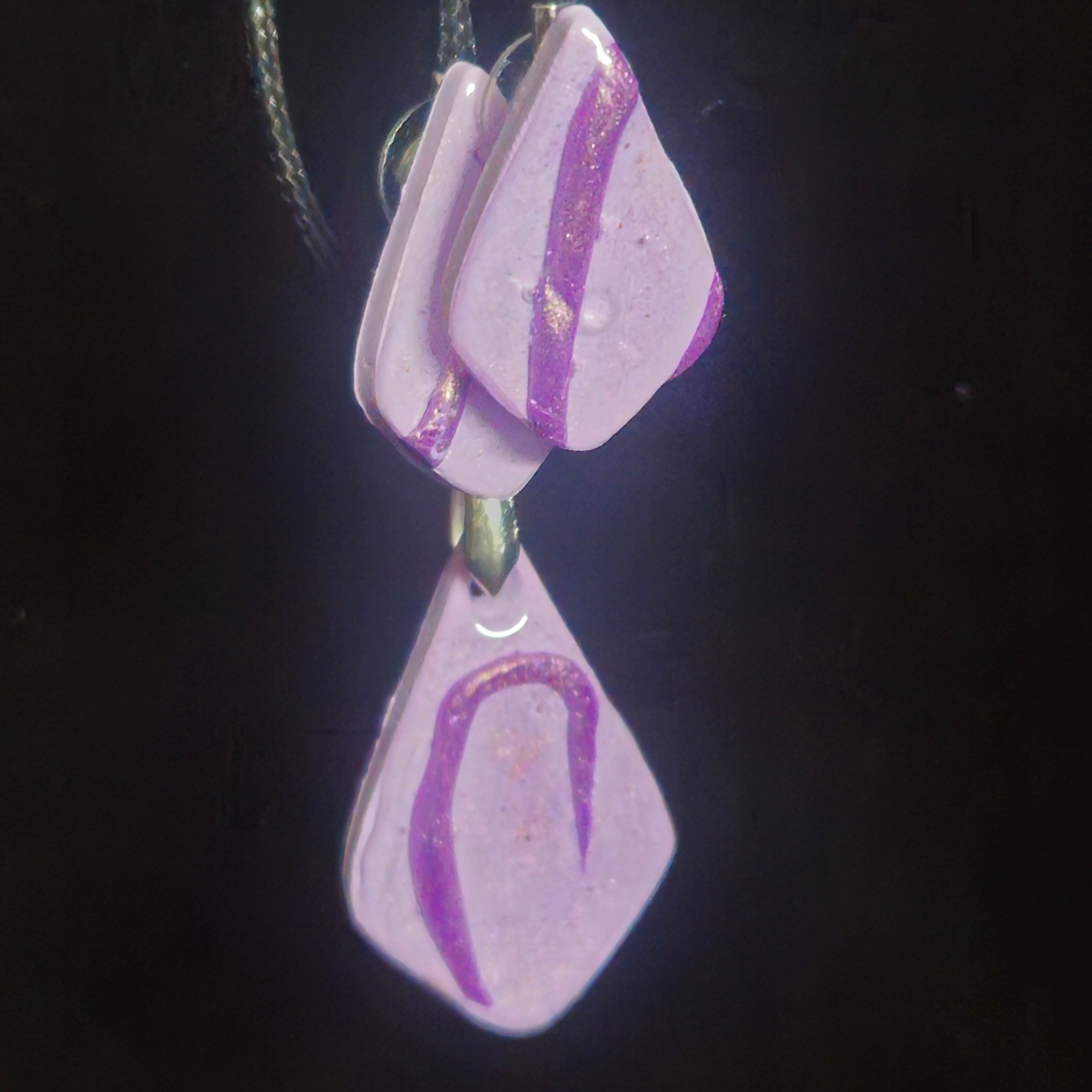 Blush Pink & Purple Stripe Diamond Resin Earring & Necklace Set