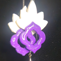 Cream Lotus Flower Top & Purple Open Scalloped Square Drop Resin Earring & Necklace Set