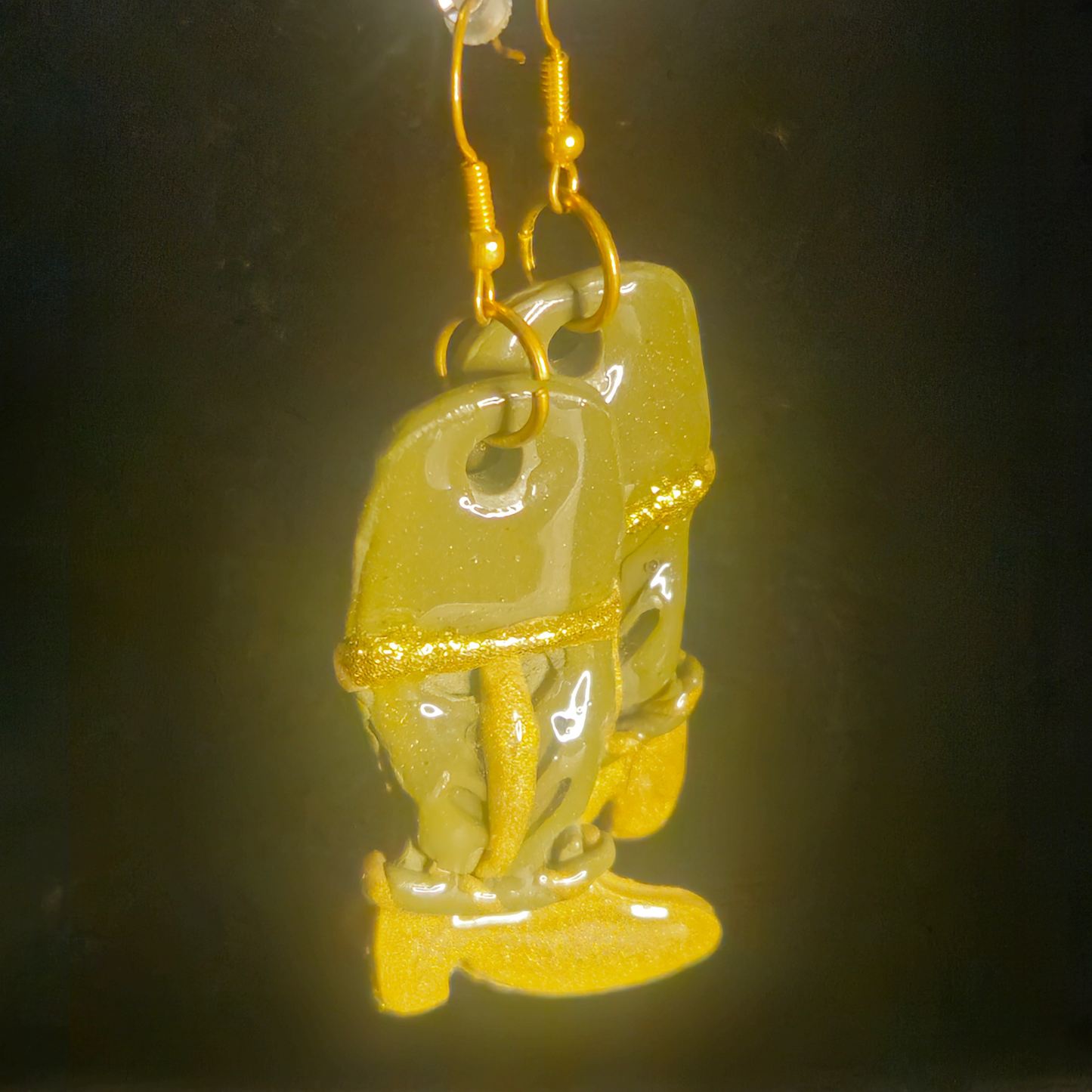Gold Glitter Cowboy Hat & Boot Resin Charm Dangle Earrings