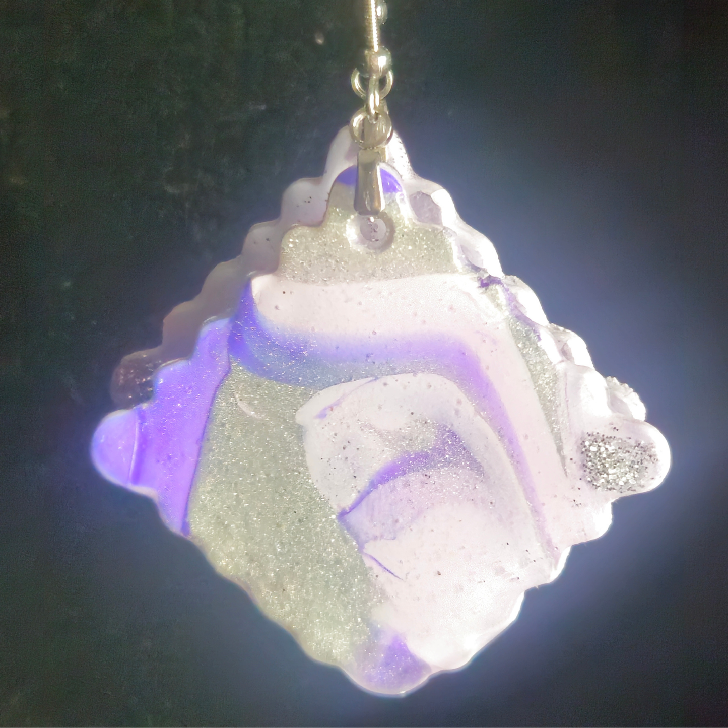 White & Purple Agate Geode Slab Resin Dangle Earrings