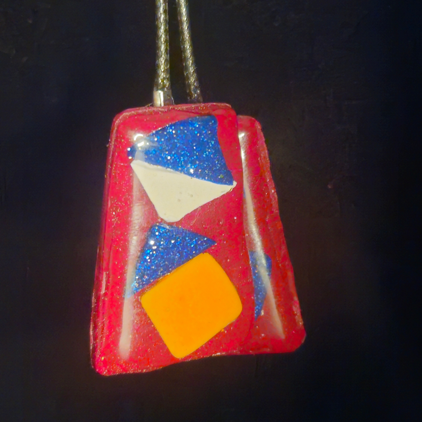 Red, Blue Glitter & Yellow Geometric Color Block Resin Earrings