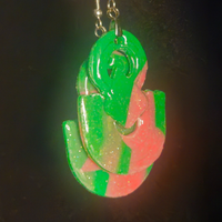 Watermelon Slice Resin Dangle Earrings with Iridescent Glitter