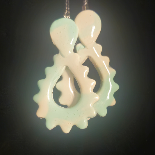 Cream & Mint Octopus Resin Dangle Earrings