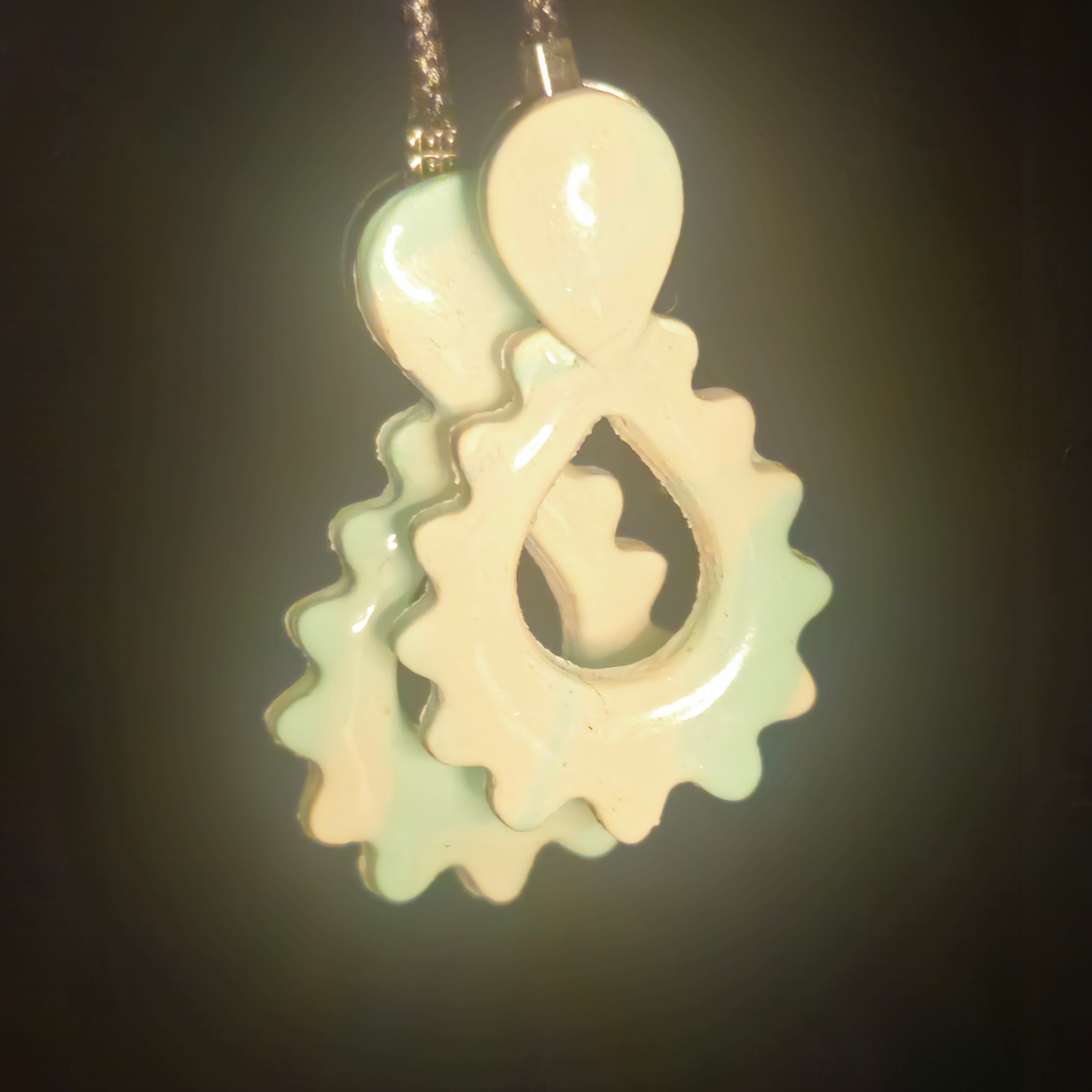 Cream & Mint Octopus Resin Dangle Earrings