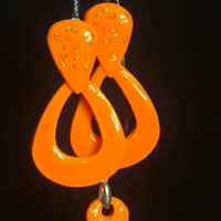 Solid Orange & Gold Foil Teardrop with Open Twisted Loop & Circle Drop Resin Earring & Necklace Set