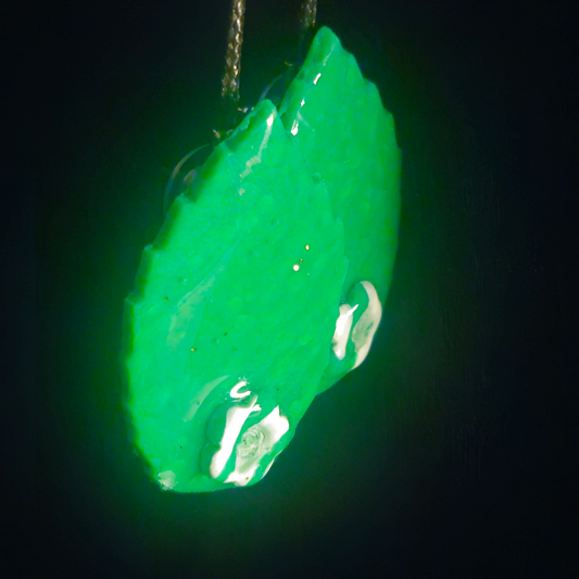 Neon Green Leaf Resin Dangle Earrings