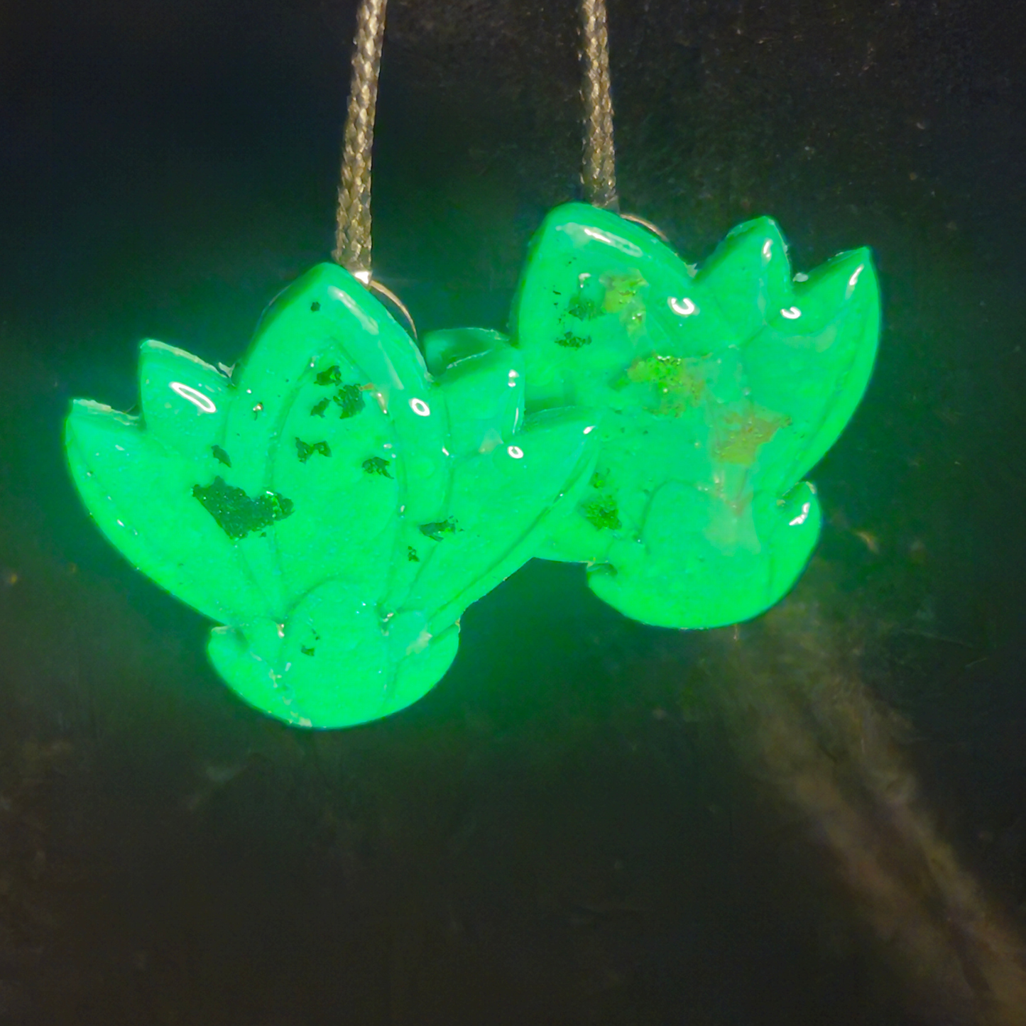 Neon Green Maple Leaf Cluster Resin Dangle Earrings