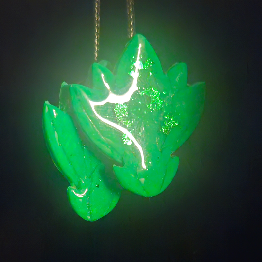 Neon Green Maple Leaf Cluster Resin Dangle Earrings
