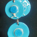 Sky Blue Circle with Raised Blue Glitter Center Stud & Matching Circle Drop Resin Dangle Earrings