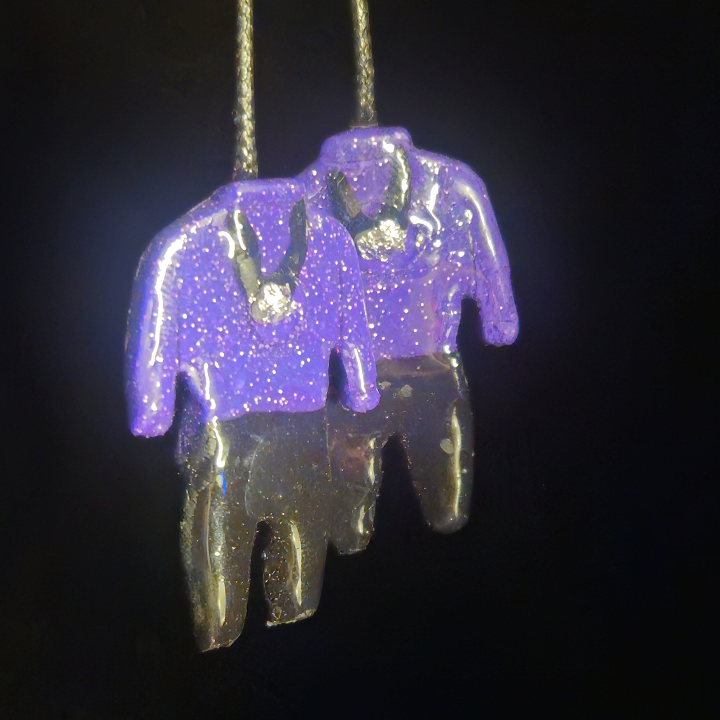 Lavender & Black Dapper Suit Resin Earrings