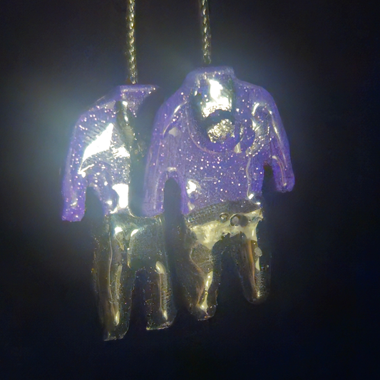 Lavender & Black Dapper Suit Resin Earrings