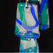 White, Teal & Royal Blue Abstract Swirl Rectangle Resin Earring & Necklace Set