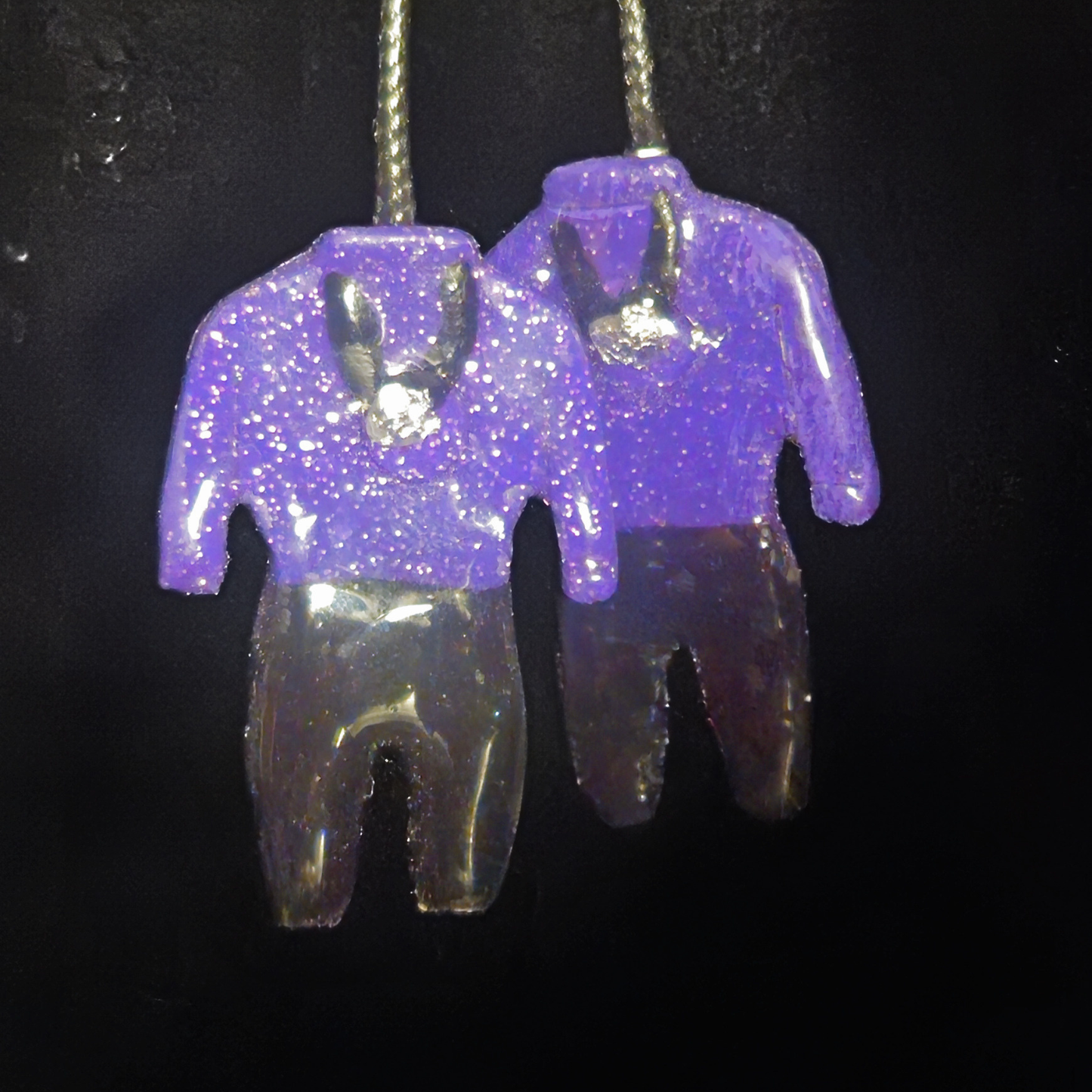 Lavender & Black Dapper Suit Resin Earrings