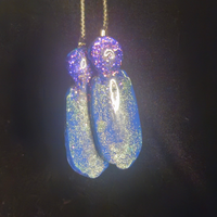 Galaxy Blue & Purple Glitter Penguin Resin Dangle Earrings