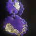 Purple & Silver Foil Stacked Scalloped Circle Resin Dangle Earrings